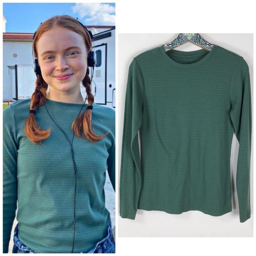 STRANGER THINGS Green Striped Long Sleeve Thermal Top M ASO Max Mayfield
